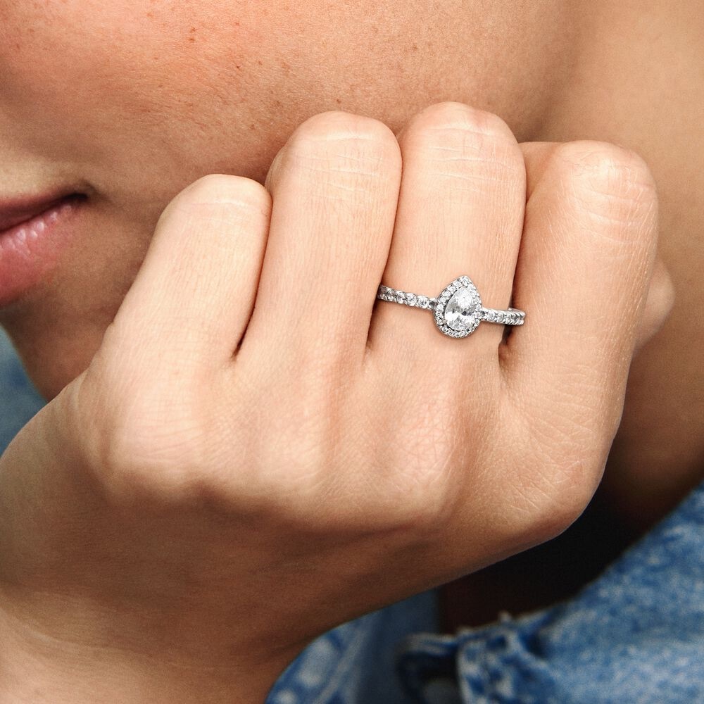 NEW | Pandora Classic Tear Drop Halo Ring